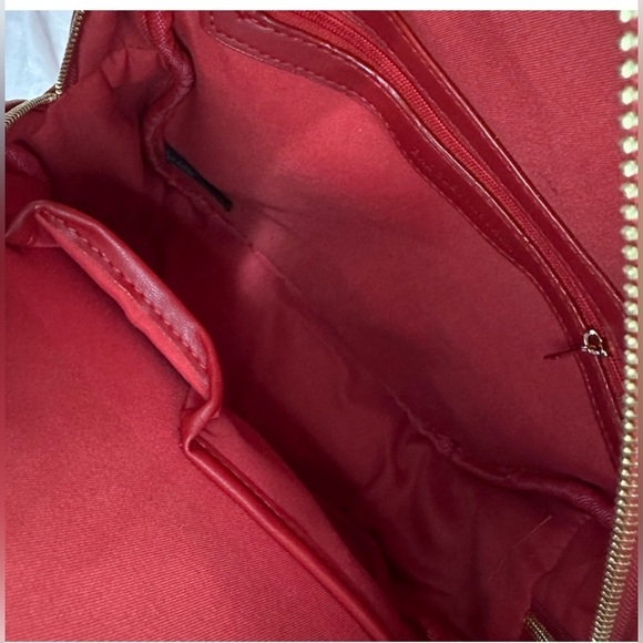 NEW! Badgley Mischka Red Diamond Quilted Gold Studded Vegan Leather Backpack NWT main image 4